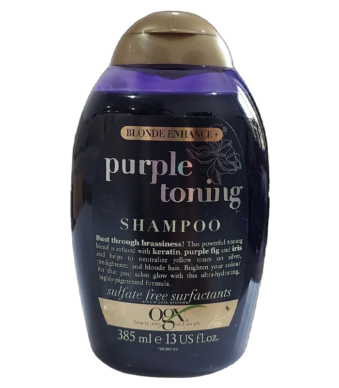 شامپو بنفش ضد زردی او جی ایکس ogx purple toning shampoo حجم 385 میل شامپو بنفش ضد زردی او جی ایکس 385 میلی لیتر (OGX Purple Toning)