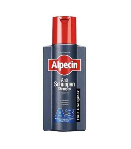 شامپو ضد شوره و تقویت کننده مو A3 حاوی کافئین، پروکتون اولامین و اسید فوماریک 250ml Alpecin